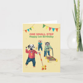 Dotty Dog First Steges Age One Birthday Card Kaart