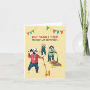 Dotty Dog First Steges Age One Birthday Card Kaart