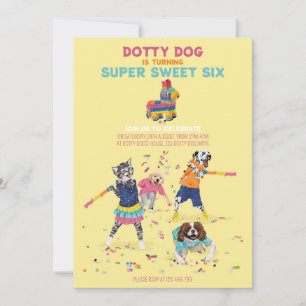 Dotty Dog Piñata Super Lief Zes Verjaardagsfeest Kaart