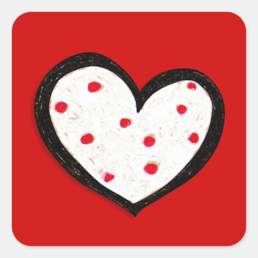 Dotty Hearts rode vierkante Sticker (Voorkant)