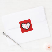 Dotty Hearts rode vierkante Sticker (Envelop)