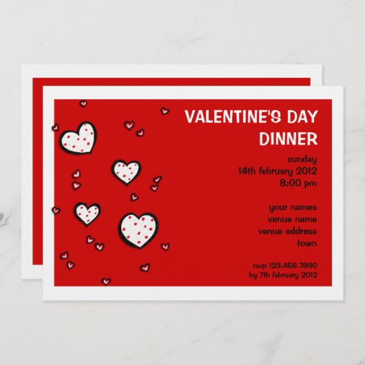 Dotty Hearts rouge Saint Valentin Invitation (Devant / Derrière)