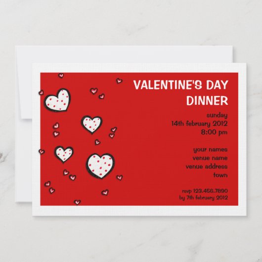 Dotty Hearts rouge Saint Valentin Invitation (Devant)
