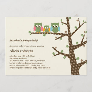 Dotty Owls Baby shower Invitation Kaart