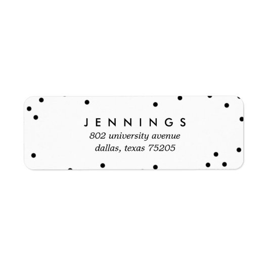 Dotty Return Adres Sticker // Zwart & Wit (Voorkant)