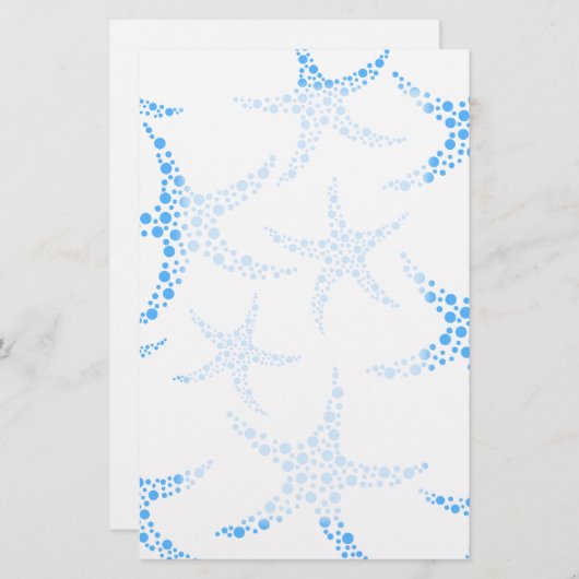 Dotty Starfish Pattern in Blue and White. Briefpapier (Voorkant / Achterkant)