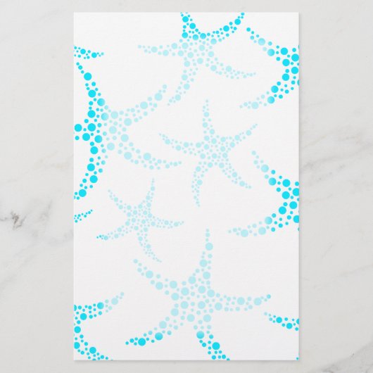 Dotty Starfish Pattern in Turquoise and White. Briefpapier (Voorkant)