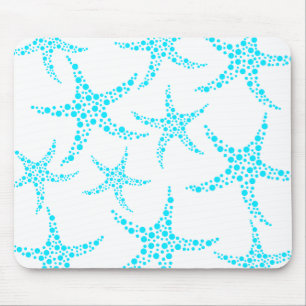 Dotty Starfish Pattern in Turquoise and White. Muismat