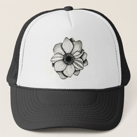 Dotwork Flower Trucker Hat Pet (Voorkant)