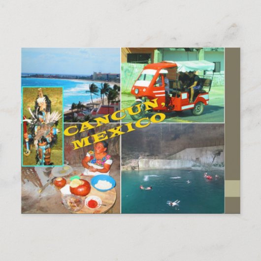 DOUANE-BRIEFKAARTEN - CANCUN COLLAGE 2 BRIEFKAART (Voorkant)