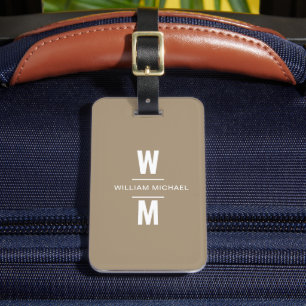 Douane Bruin Eenvoudig Modern Minimaal Monogram Bagagelabel