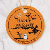 Douane Halloween Name Witch Bats Spooky Gift Bedankjes Labels (Voorkant)