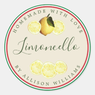 Douane Homemade Limoncello Italiaanse vlag Tricolo Ronde Sticker