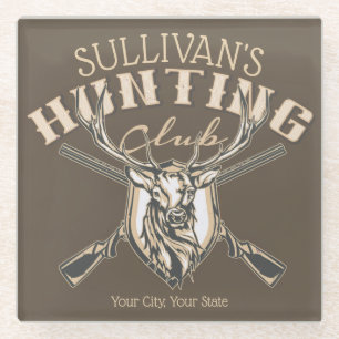 Douane Hunter NAME Deer Trophy Rifle Hunting Club Glazen Onderzetter