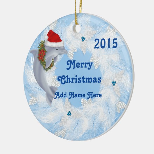 DOUANE-kerstdolfijn Keramisch Ornament (Links)