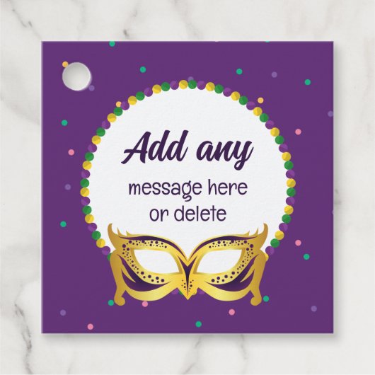 DOUANE Mardi Gras Theme Fun Festive Bads Bedankjes Labels (Voorkant)