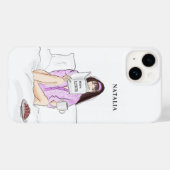 douane, meisje drink koffie, schets, Case-Mate iPhone case (Achterkant (horizontaal))