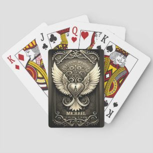 Douane Memorial Angel Wings Heart Mongram Pokerkaarten