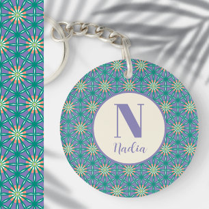 Douane Modern Eenvoudig Geometrisch Patroon Sleutelhanger