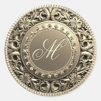 Douane Monogram Gouden verbinding Ronde Sticker