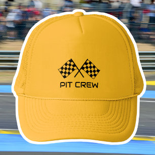 Douane Pit Crew Trucker Hoed Racing Geruite Vlagge Pet