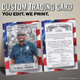 Douane Politieagent Handelen Kaarten US Flag Silve Contactkaartje