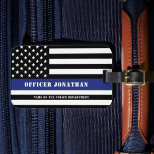 Douane Politieagent Thin Blue Line Police Dept. Bagagelabel
