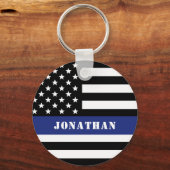 Douane Politieagent Thin Blue Line Police Dept. Sleutelhanger (Voorkant)
