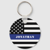 Douane Politieagent Thin Blue Line Police Dept. Sleutelhanger (Achterkant)
