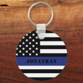 Douane Politieagent Thin Blue Line Police Dept. Sleutelhanger (Voorkant)