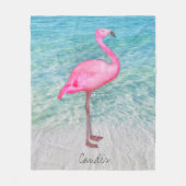 Douane Roze Flamingo Tropical Sandy Beach Modern Fleece Deken (Voorkant)