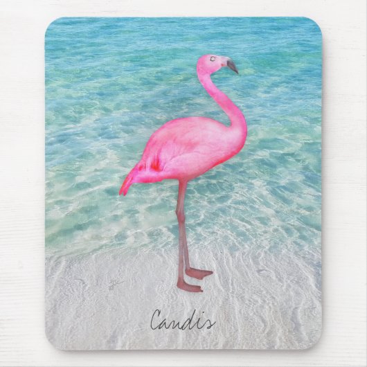 Douane Roze Flamingo Tropical Sandy Beach Modern Muismat (Voorkant)