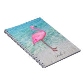 Douane Roze Flamingo Tropical Sandy Beach Modern Notitieboek (Rechterzijde)
