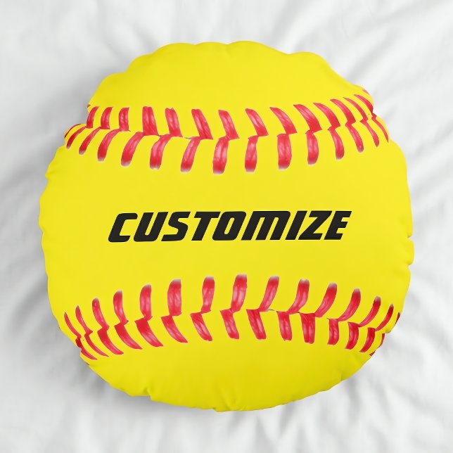 Douane Softbal Kussen (Softball pillow on a white bedsheet. Great for fastpitch softball players and fans.)
