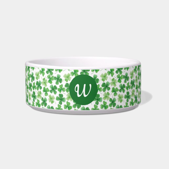 Douane St Patrick's Day Shamrock Green Clover Pet Voerbakje (Voorkant)
