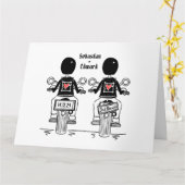 Douane Twee Grooms Biker Motorfiets Bruiloft Kaart (Gele Bloem)