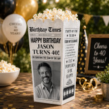 Douane Verjaardag Popcorn Doos, Krant Popcorn