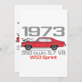 Douanebestelling 1973 350 cu.in.57 V8 W53 Sprint Kaart (Voorkant / Achterkant)