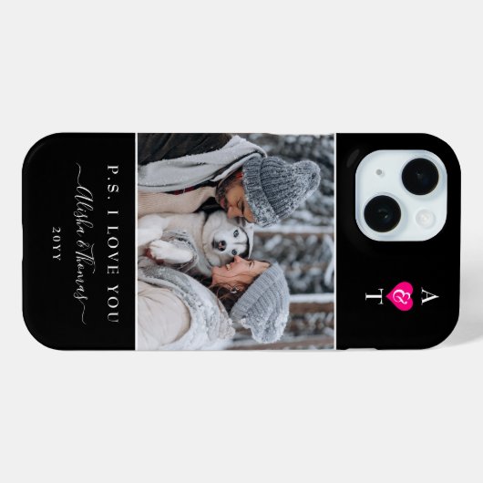 Douanefoto & Monogram Huwelijk/Verloving Case-Mate iPhone Case (Achterkant (horizontaal))