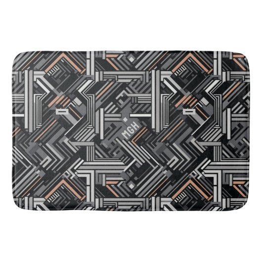Douanemonogram Abstract Industrieel Patroon Badmat (Voorkant)