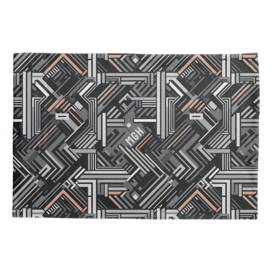 Douanemonogram Abstract Industrieel Patroon Kussensloop (Achterkant)