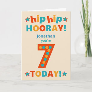 Douanenaam 7de Verjaardag Hip Hooray Kaart
