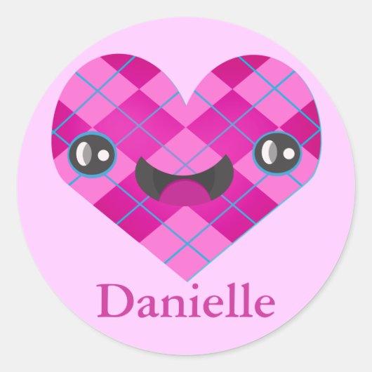 Douanenaam Argyle Kawaii Hart Sticker (Voorkant)