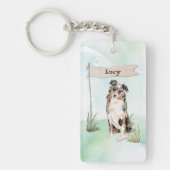 Douanenaam Australian Shepherd Pet Dog Sleutelhanger (Voorkant)