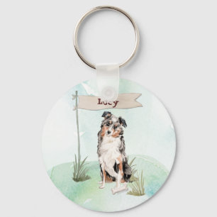 Douanenaam Australian Shepherd Pet Dog Sleutelhanger