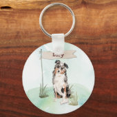 Douanenaam Australian Shepherd Pet Dog Sleutelhanger (Voorkant)