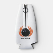 Douanenaam Bowling Bal met Vlammen Flesjeskoeler (Achterkant)