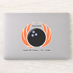 Douanenaam Bowling Bal met Vlammen Sticker