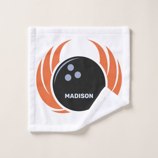 Douanenaam Bowling Bal met Vlammen Washandje (Wasdoekje)