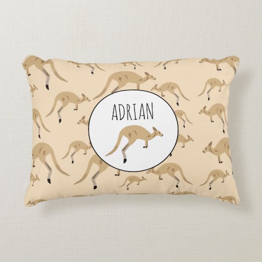 Douanenaam Cute Australian Kangaroo Pattern Accent Kussen (Voorkant)